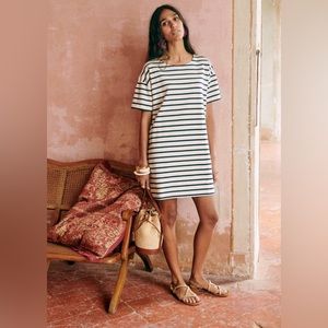 Sezane Navy and White Striped Mini Dress